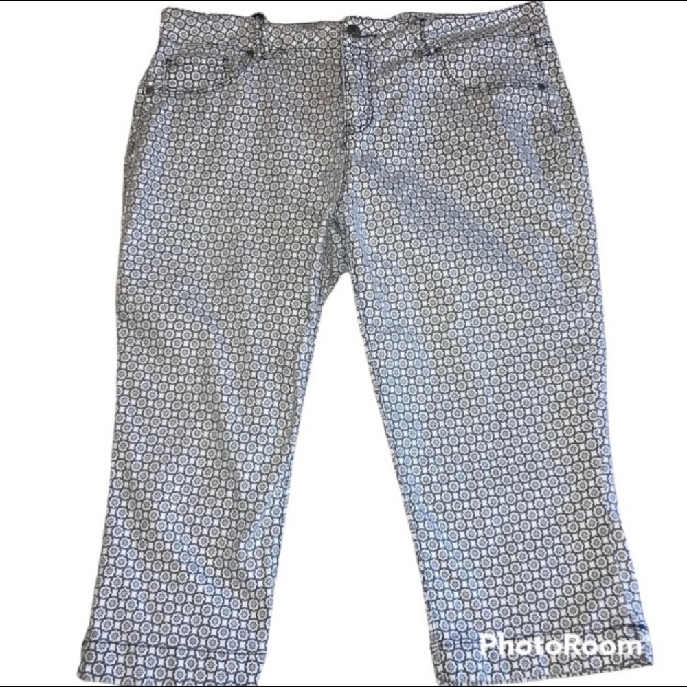 🌼 d. jeans Stretchy Zip Front Capri Pants Size 14